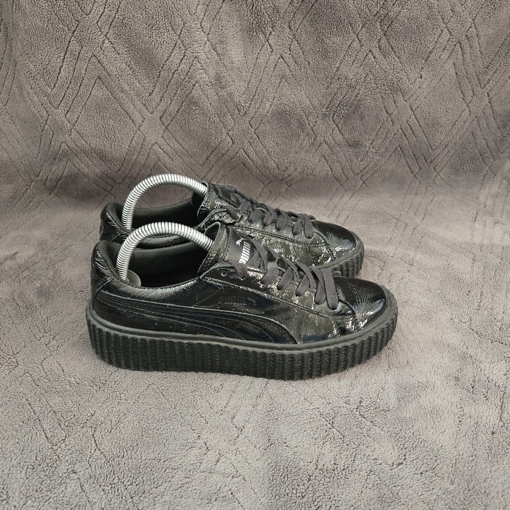 PUMA Fenty x Creeper Cracked Leather Shoes Womens Sz 6.5 Casual Sneakers Black